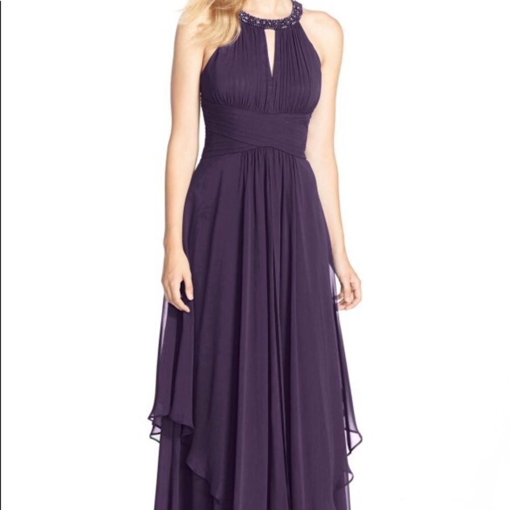 Eliza J. Navy embellished formal maxi dress